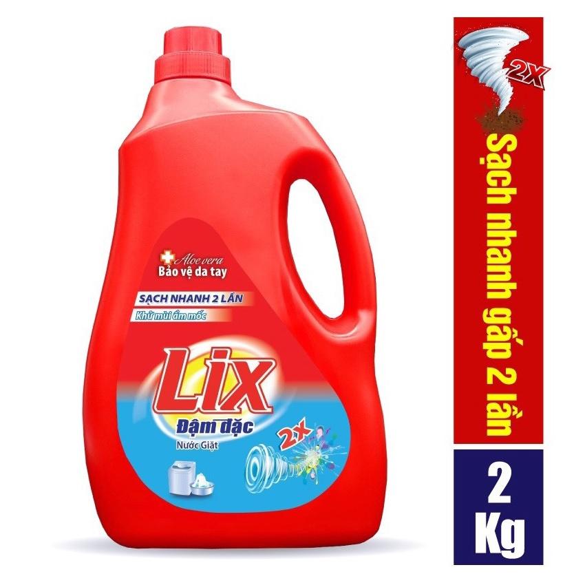 Combo 2 chai nước giặt Lix đậm đặc hương hoa chai 2kg làm sạch cực nhanh vết bẩn - 2C-NG201