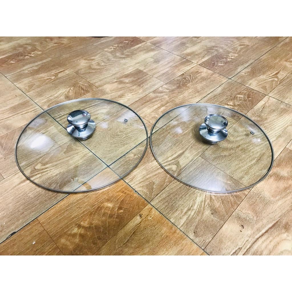 Nắp vung kính cường lực viền inox size 28.5 và 30.5cm