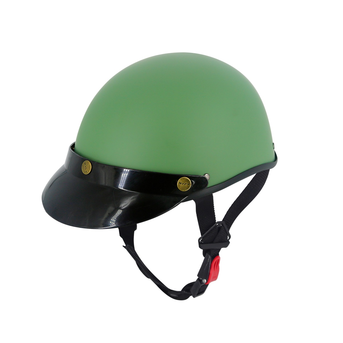 Mũ Bảo Hiểm Nửa Đầu SRT Màu Xanh Lính Nhám Trơn (TẶNG Kèm Lưỡi Trai Chống Nắng) - 1/2 SRT Cao Cấp