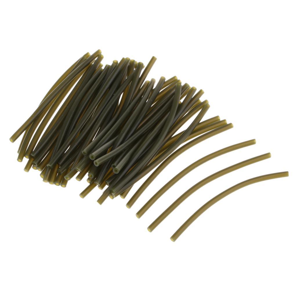 50pcs Soft Rubber Rig Tube Carp Fishing Rig Sleeves Hook Line Connector 6cm Terminal Tackle
