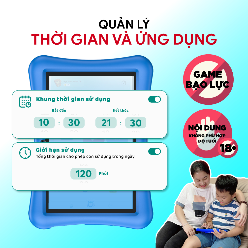 Hình ảnh Máy tính bảng Masstel Kidzone dành cho bé - quản lý thời gian cho bé - bé học tốt, hiệu quả cao - 1 đổi 1 trong 100 ngày - Hàng chính hãng