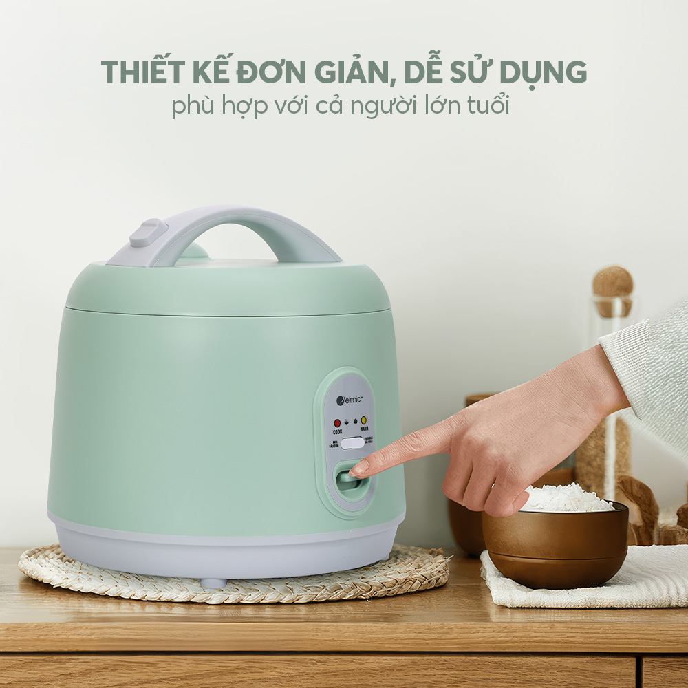 Nồi Cơm Điện Elmich RCE9132 1.8L 700W, Hàng Chính Hãng, 2 Chức Năng Nấu, Phím Nhấn Cơ - JoyMall