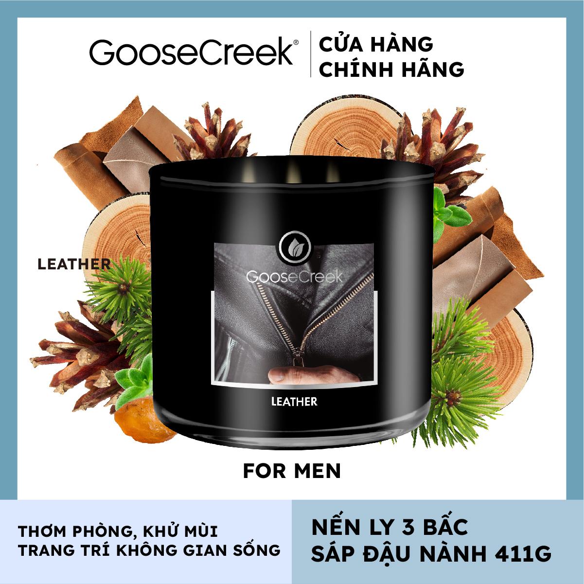 Nến ly 3 bấc sáp đậu nành For Men Goose Creek (411g) - Leather