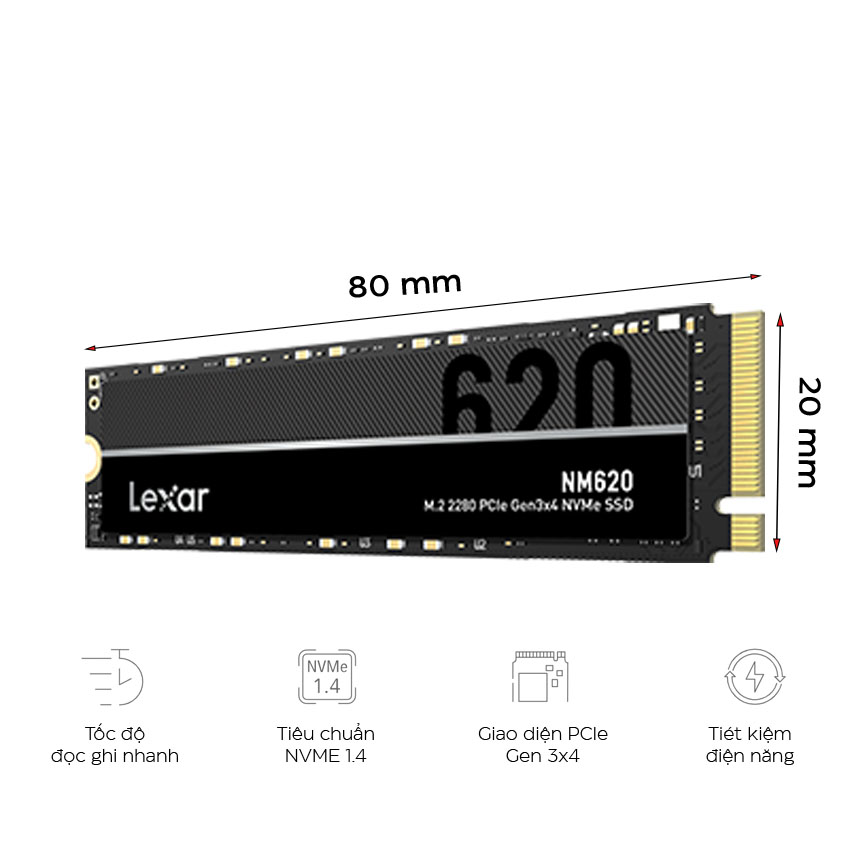 Hình ảnh Ổ cứng SSD M.2 Lexar NM620 512GB NVMe 2280 PCle Gen 3x4 - Hàng chính hãng DigiWorld phân phối