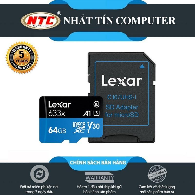 Thẻ Nhớ MicroSDXC Lexar 64GB 633x A1 V30 U3 4K 95MB/s - kèm Adapter (Xanh)