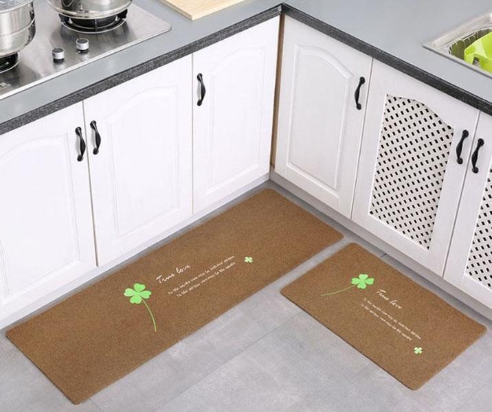 Bộ 2 thảm 2D nhà bếp đế cao su chống trượt 120x40 và 60x40 + kèm 2 khăn lau 30x30 - GDHN Loại Tốt
