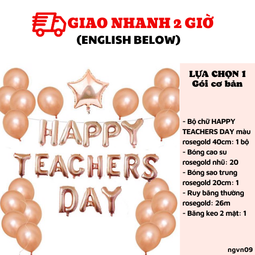 Bộ bong bóng trang trí 20/11 màu Rosegold ngvn09