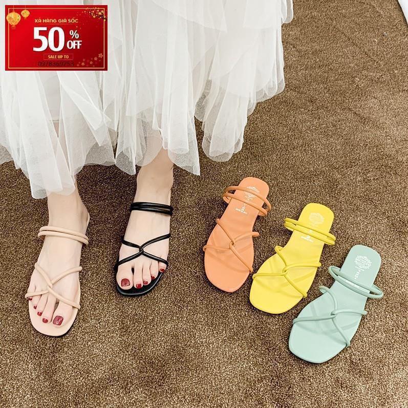 - Sandal Bệt Quai Chéo Da Mềm Nữ Đi 2 Thiết Kế Trẻ Trung - 3182