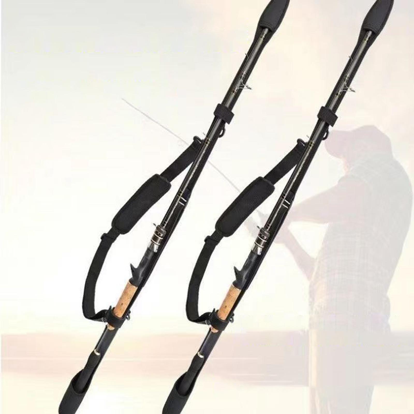 Portable Fishing Rod Shoulder Belt Polyester with Protective Case Adjustable Durable Fishing Pole Strap for Travel