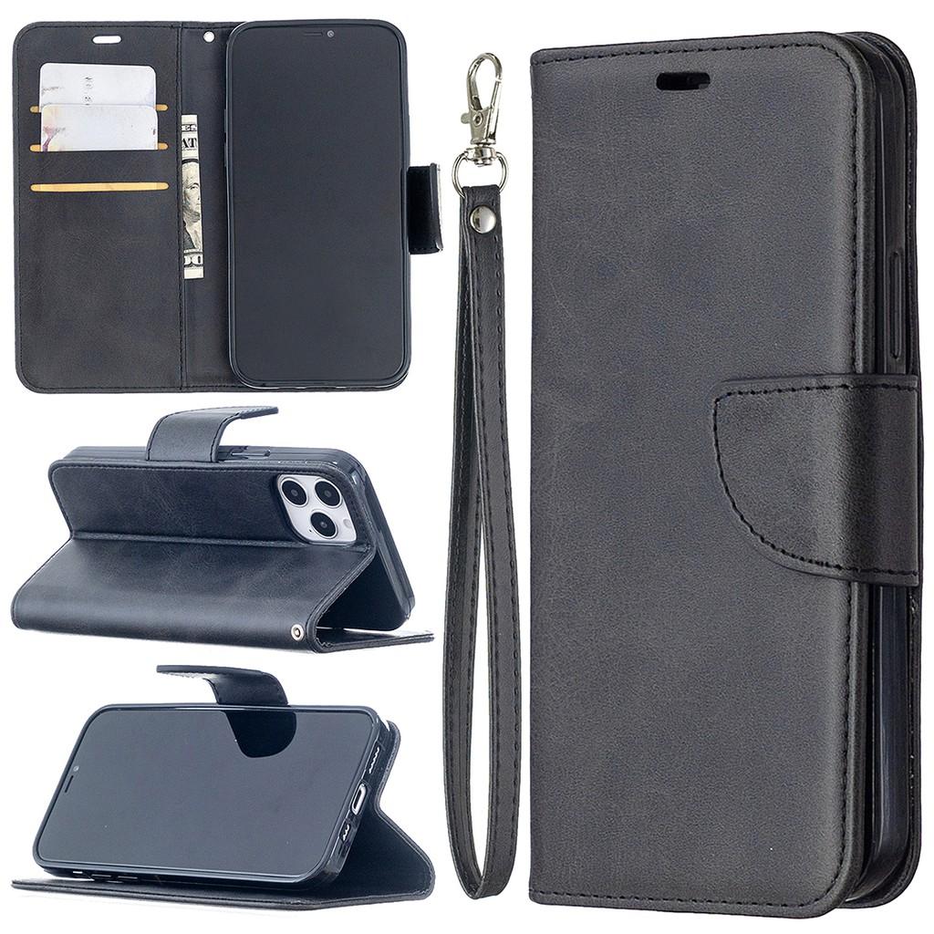 Bao da điện thoại nắp lật PU mềm có ngăn đựng thẻ cho iPhone 12 Pro Max 12 Mini 11 Pro Max