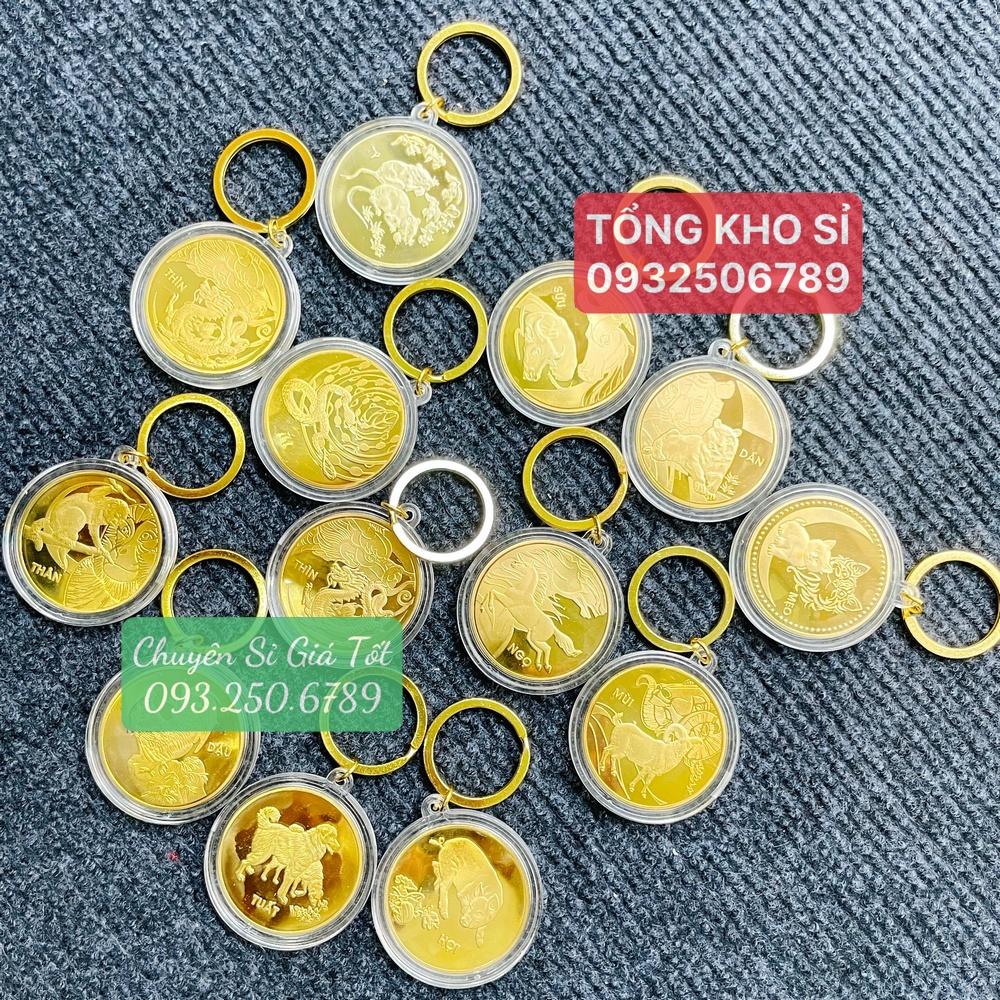 Móc treo chìa khóa hình đồng xu 12 con giáp