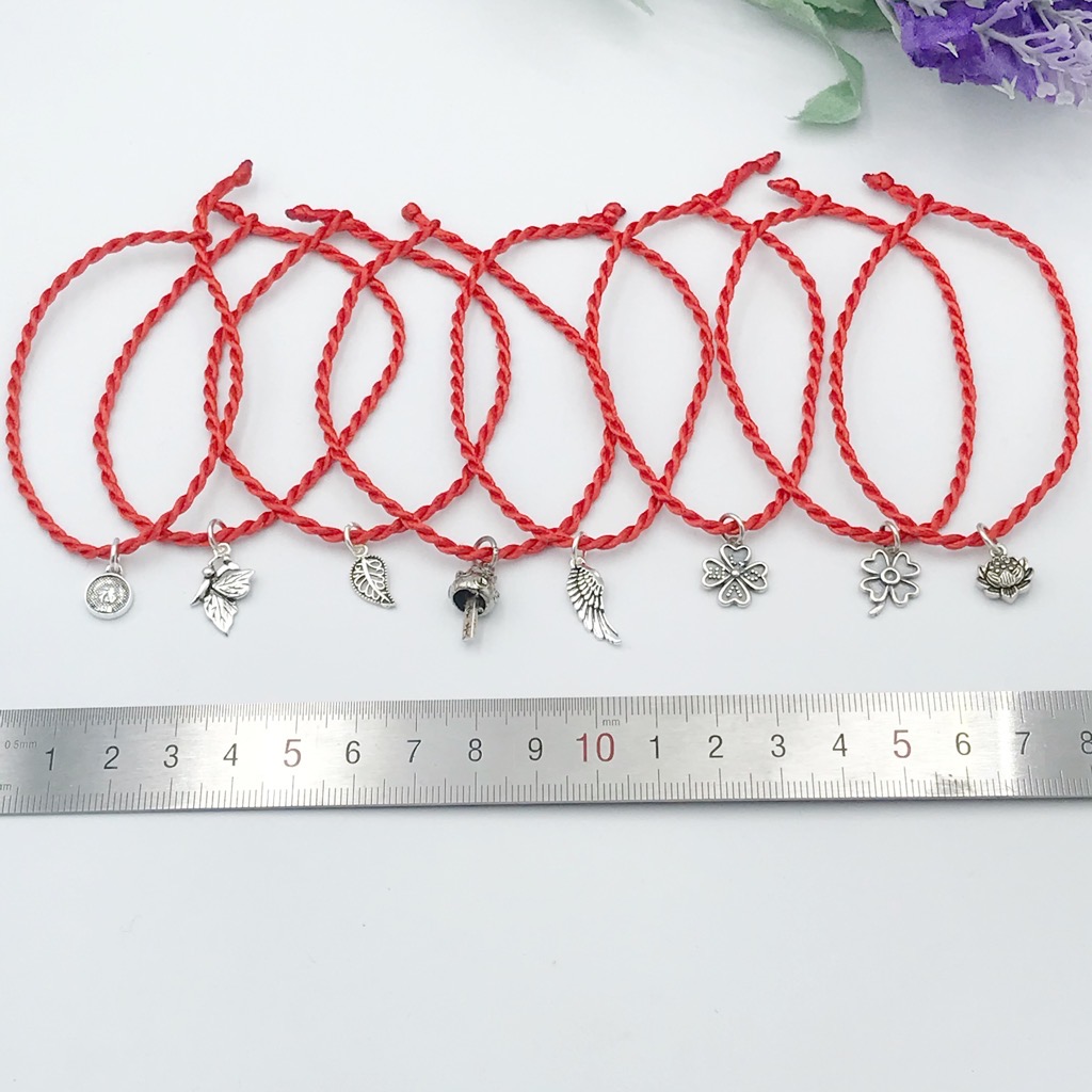 Vòng Tay Nữ Chỉ Đỏ May Mắn Mix Họa Tiết Ngẫu Nhiên BẠC HIỂU MINH LTU544