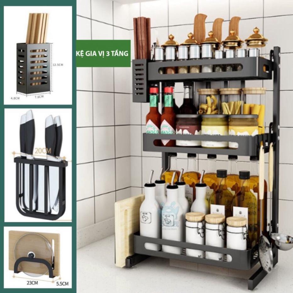 Kệ gia vị đa năng INOX phủ sơn tĩnh điện Đen, kệ bếp cao cấp Loại Dày