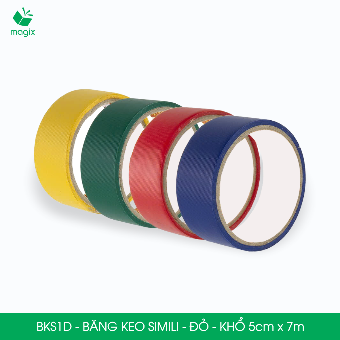 BKS1D - 1 cuộn băng keo Simili khổ 5cm x 7m - Đỏ - Băng dính dán gáy sách, đóng cuốn