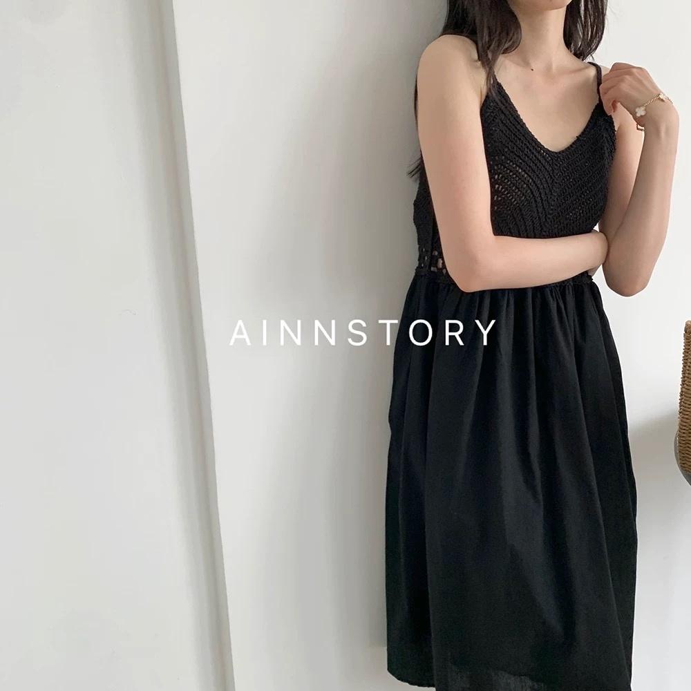 MS592 Váy maxi hai dây đan móc đi biển, đầm dáng xoè dễ thương