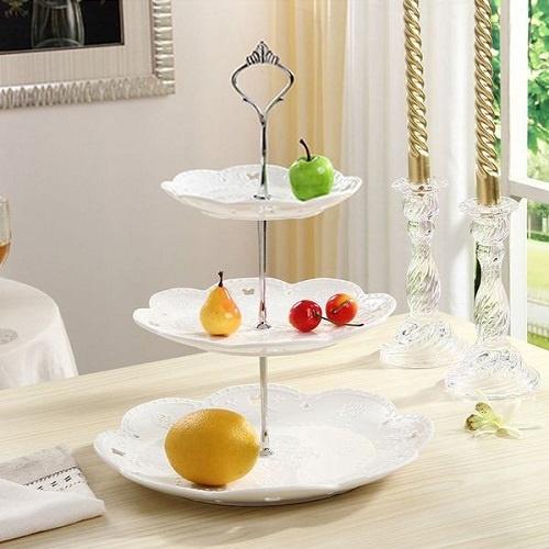 Khay Kệ Đựng Trái Cây Đựng Bánh 3 Tầng Hình Tròn Hình Vuông Sang Trọng