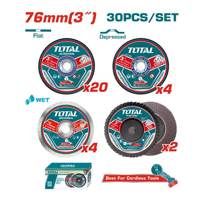 BỘ 30 ĐĨA CẮT VÀ MÀI 76MM TOTAL TAC97630 - HÀNG CHÍNH HÃNG
