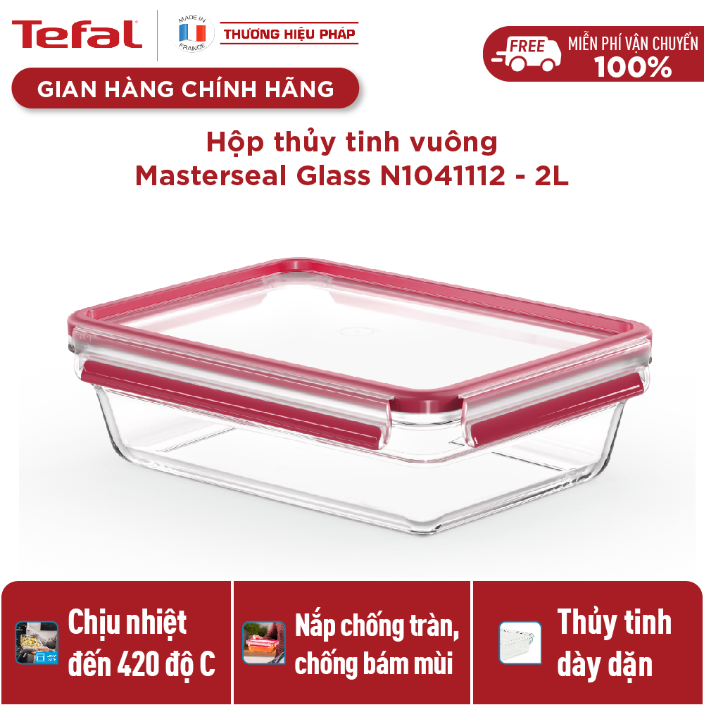 Hộp bảo quản thực phẩm thủy tinh Tefal Masterseal Glass 2000ml - Hàng chính hãng