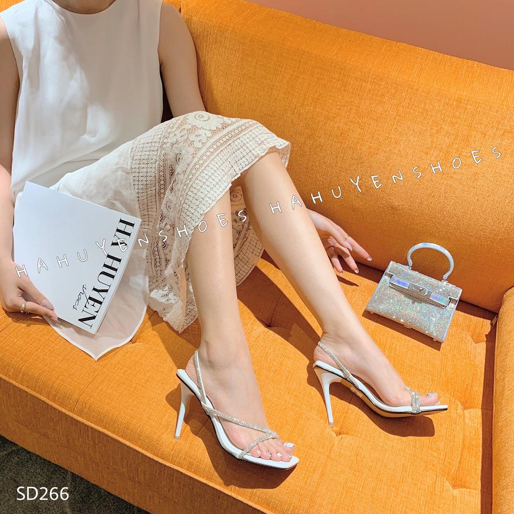 Sandal cao gót nữ Hà Huyền Shoes quai đá quấn gót nhọn 9 phân thời trang - SD266