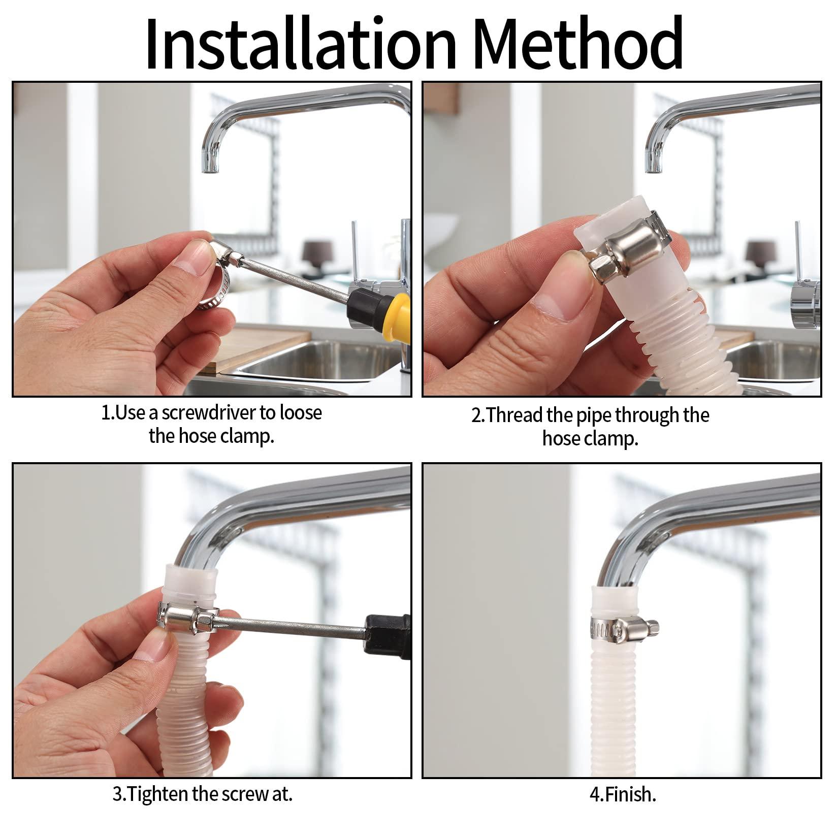 60 mảnh ống kẹp ống, có thể điều chỉnh 6 Kẹp ống 51 mm bằng thép không gỉ, kẹp ống, kẹp ống cho bơm nhiên liệu, ống khí nhà, máy giặt