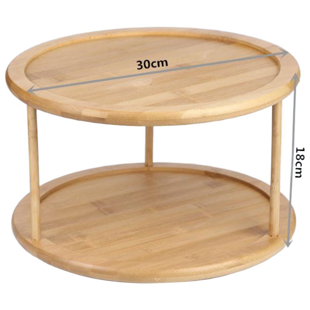 Bamboo Turntable Kitchen Organizer Rack Spice Storage 12 Inch 2 Tier
