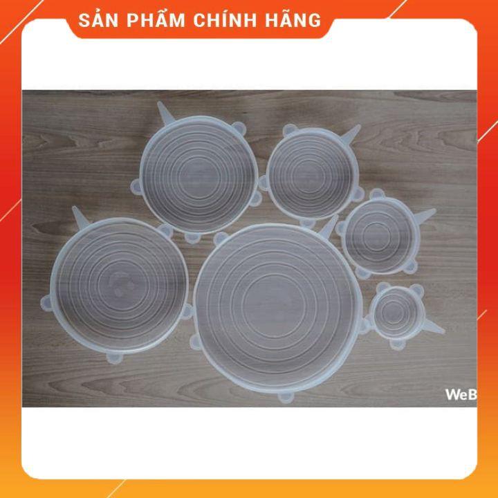 Bộ 6 nắp đậy silicon bọc thức ăn tiện lợi dễ vệ sinh