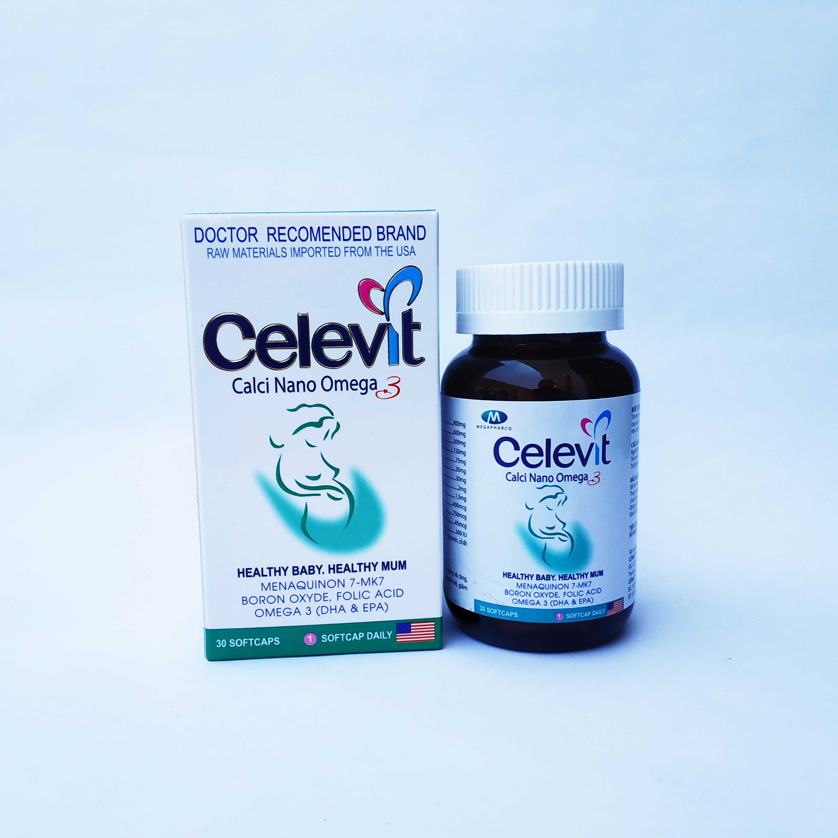 Viên Uống Bổ Sung Canxi Cho Mẹ Bầu - Ngày Dùng 1 Viên Duy Nhất - Celevit Calcium Nano Omega 3 - Lọ 30 Viên