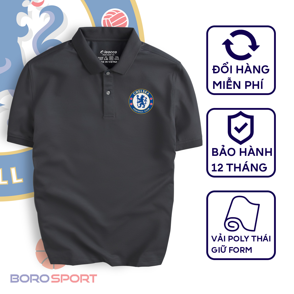 Áo Polo Boro Sport Chất Liệu Vải Poly Thái Giữ Form Thiết Kế Thời Trang Năng Động Chelsea