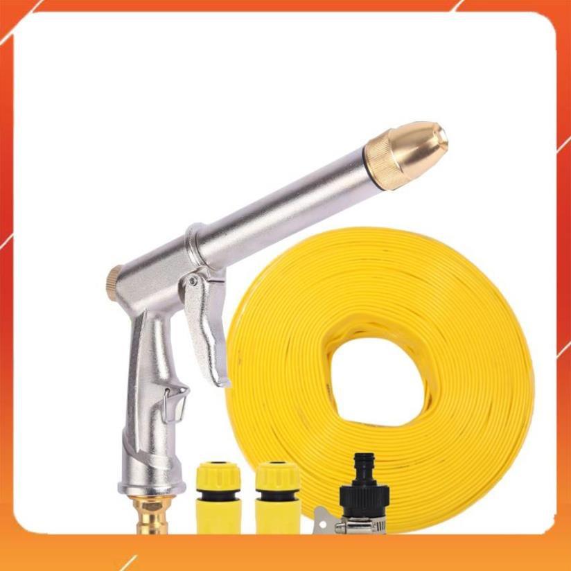 Vòi nước vòi phun nước rửa xe tưới cây tăng áp thông minh + bộ dây bơm nước cao cấp TLG 206810 đầu đồng,nối đen