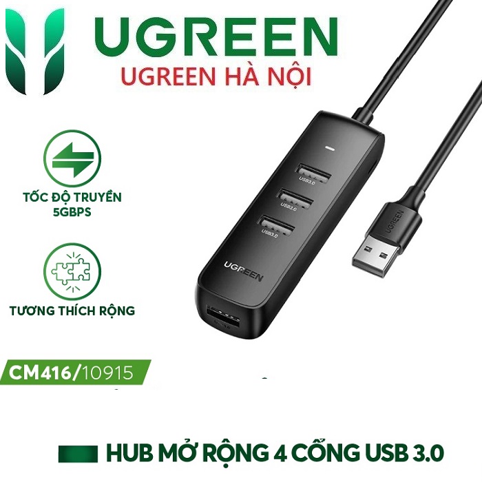 Hub chia USB 3.0 ra 4 cổng dài 0.5m,1M chính hãng Ugreen 10915, 80657 cao cấp hàng chính hãng