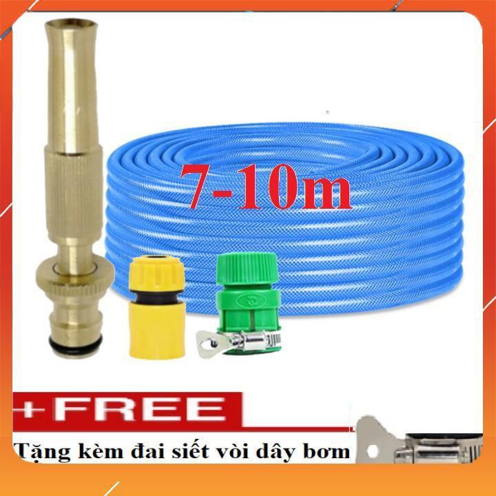 Vòi Xịt️Evoucher Bộ dây vòi xịt nước rửa xe, tưới cây , tăng áp 3 lần, loại 7m, 10m 206587 cút sập, + đai