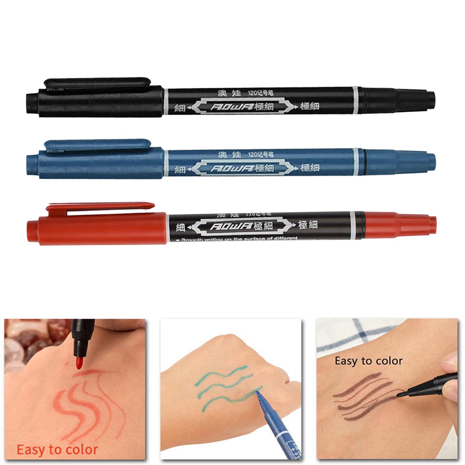 6 Pcs Double Ended Marker Pen Professional Marker anti-clog Tattoo Pencil