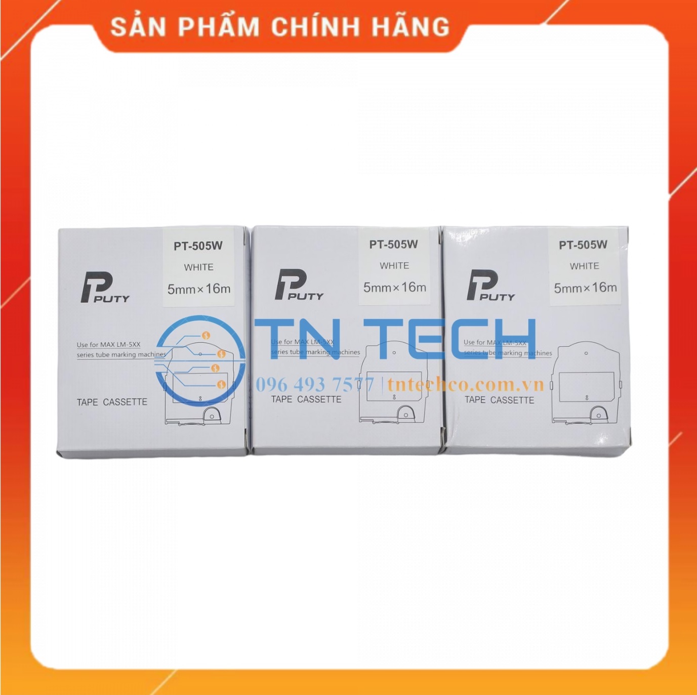 Nhãn in MAX PT-505W - Chữ đen nền trắng 5MM x 16M - Dùng cho máy in ống MAX [Hàng nhập khẩu]