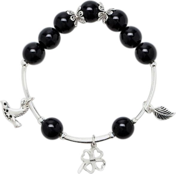 Vòng Tay Đá Obsidian Mix Charm Bạc 925 10mm Ngọc Quý Gemstones VT169