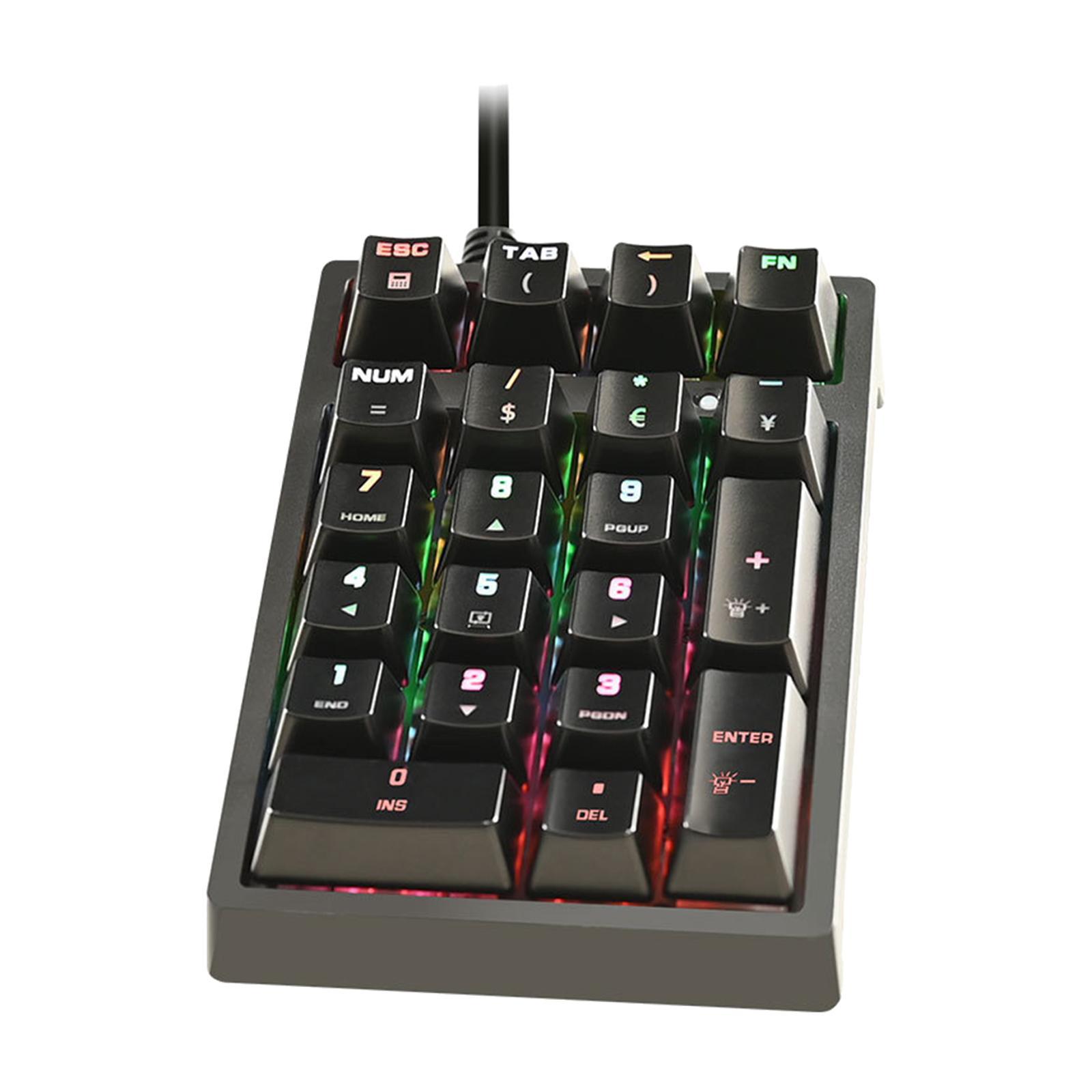 K21 Mini Numpad 21 Keys Programmable Black Wired USB C Portable RGB ABS Numeric Keypad Wired Numpad for PS Designers Computer Tablets DIY Desktop