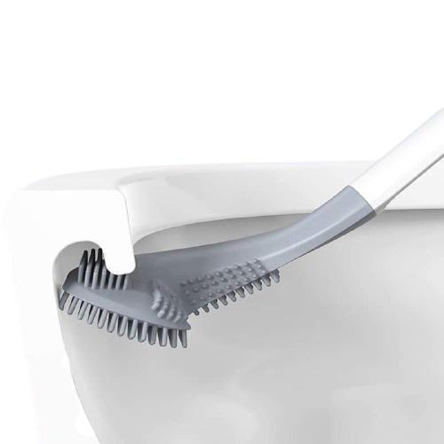 Chổi Cọ Toilet Bồn Cầu nhà tắm Silicon thông minh đầu L cọ sạch sâu, chống xước men sứ