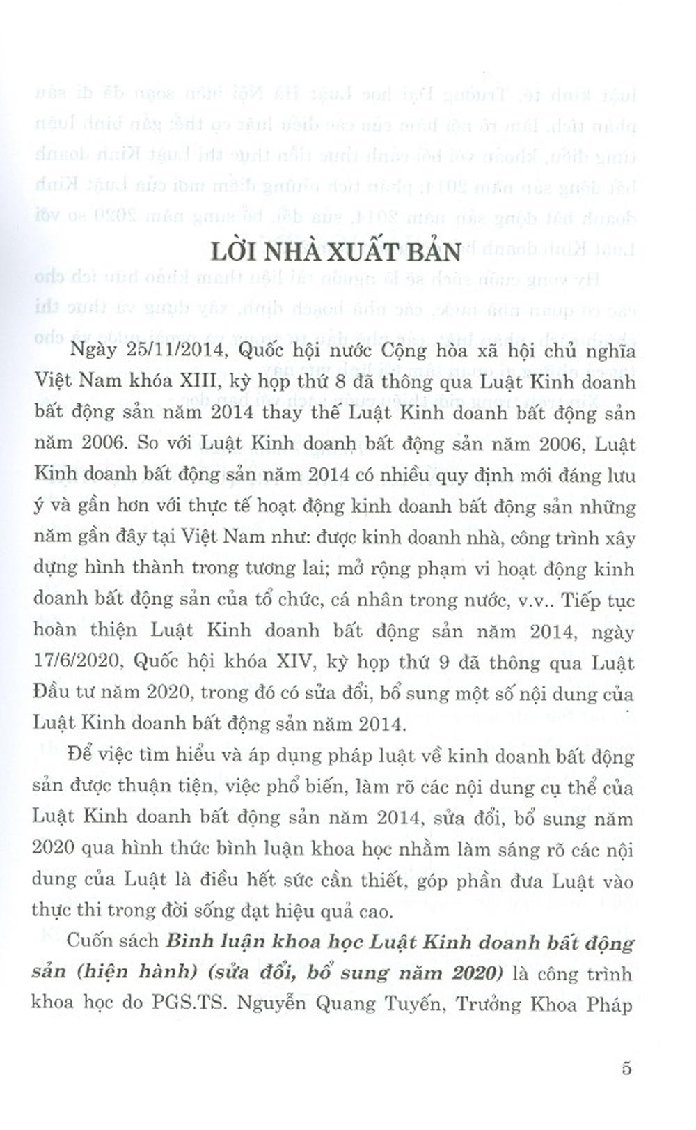 Bình Luận Khoa Học Luật Kinh Doanh Bất Động Sản (Hiện Hành) (Sửa Đổi, Bổ Sung Năm 2020) - Bìa mềm