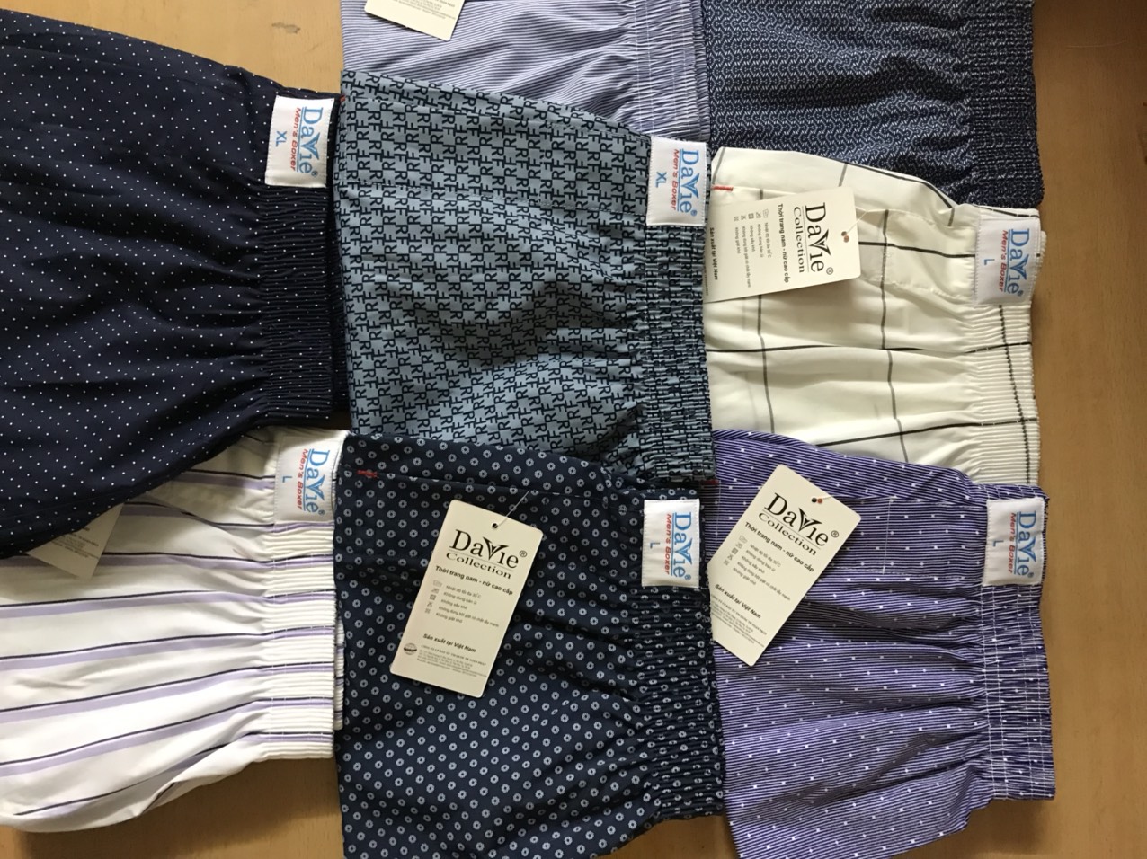 Combo 10 quần short mặc nhà nam Davie DVS01 vải kate 100% cotton màu ngẫu nhiên