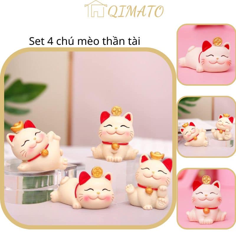 Set 4 chú mèo thần tài biểu tượng may mắn tài lộc (siêu dễ thương)