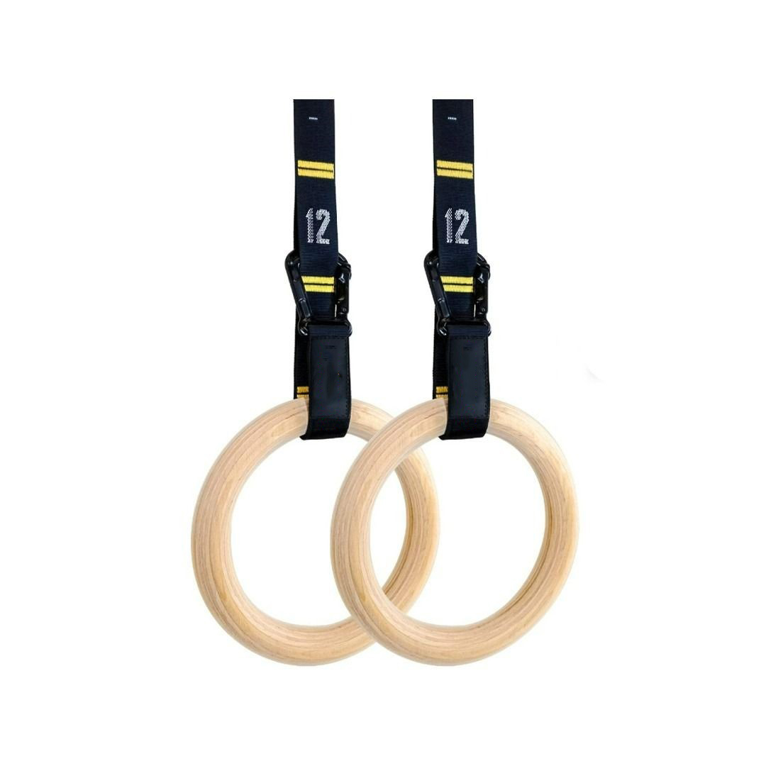 Vòng treo gỗ Gymnastic Rings Cleacco có vạch kẻ số , khóa cài thông minh tiện lợi , chắc chắn treo xà đơn , các bài tập dip rings , street workout , bảo hành 12 tháng - BORO SPORT