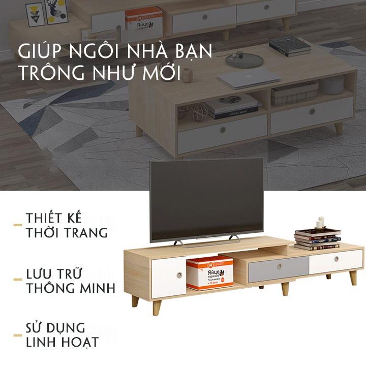 Kệ Tivi bằng gỗ, Kệ tủ phòng khách cao cấp có thể kéo dài BLUE HOUSE – H134.