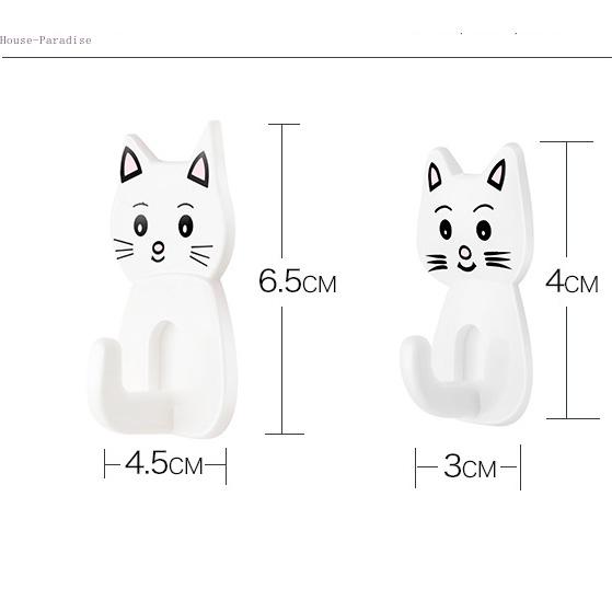 Móc treo đồ dán tường hình mèo hoạt hình đơn giản
