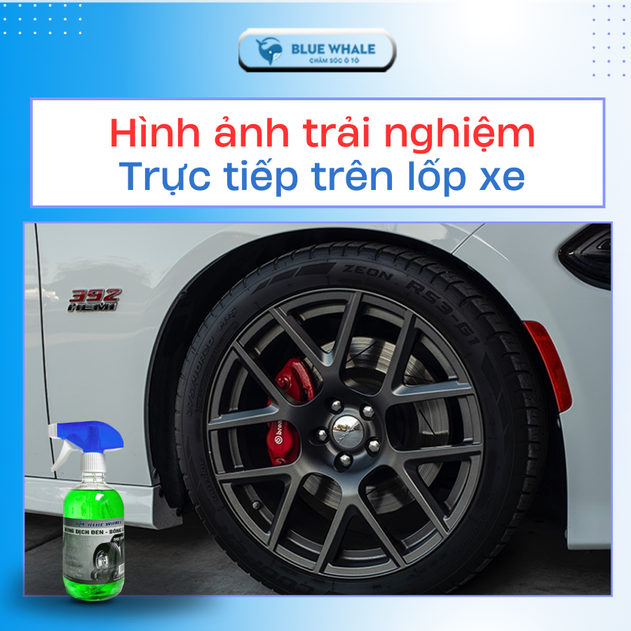 Combo chăm sóc xe hơi (1 Can nước rửa kính ô tô chuyên dụng Cá Voi 2L + 1 chai xịt làm đen bóng lốp Cá Voi 500ml)