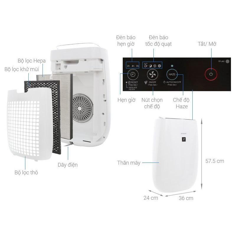 Máy lọc không khí Sharp FP-J40E-W - Hàng chính hãng