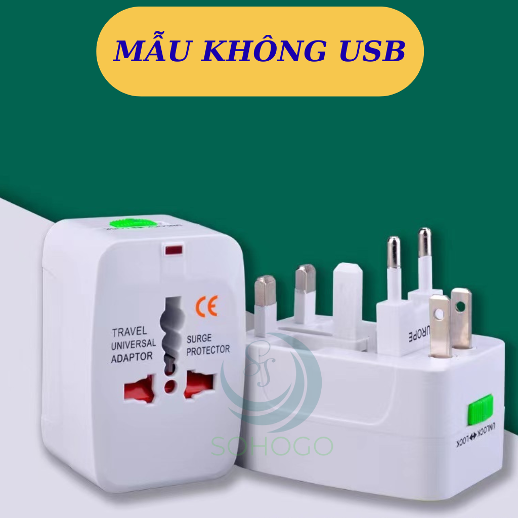 Bộ Chuyển Đổi Ổ Cắm Đa Năng Du Lịch 4 Trong 1 -Adapter Du Lịch Quốc Tế Có USB & Type-C -Ổ Cắm Điện Đa Chuẩn Quốc Tế Có Bảo Vệ Dòng Điện- Hàng nhập khẩu
