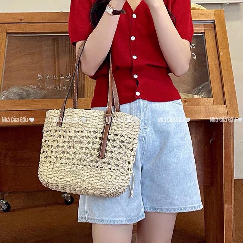 Túi cói dây da size vừa đeo vai xinh xỉu