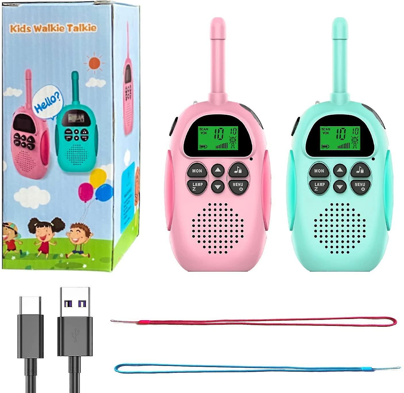 Walkie Talkies cho trẻ em có thể sạc lại 1500mAh Walkie Talky nói chuyện dành cho các bé trai, với 22 kênh Radio 2 Way Radio và màn hình LCD, Đồ chơi quà tặng 2 PCS