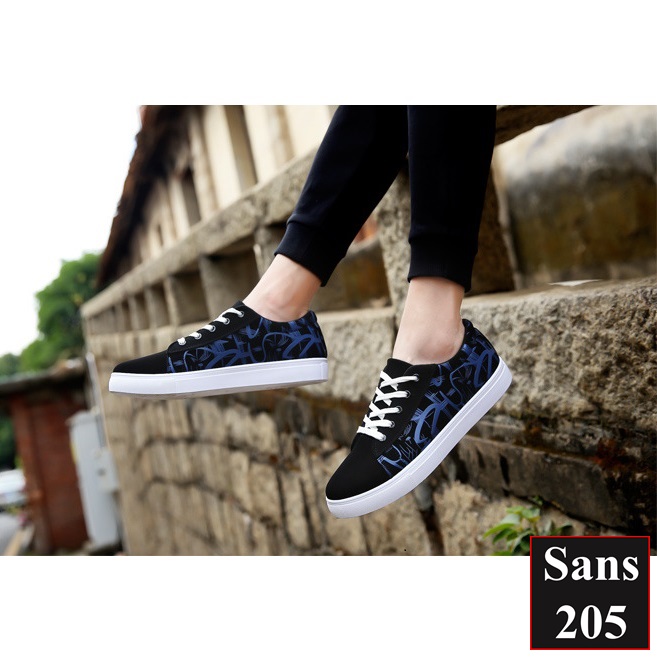 Giày thể thao nam sneaker Sans205 màu đen xanh đỏ