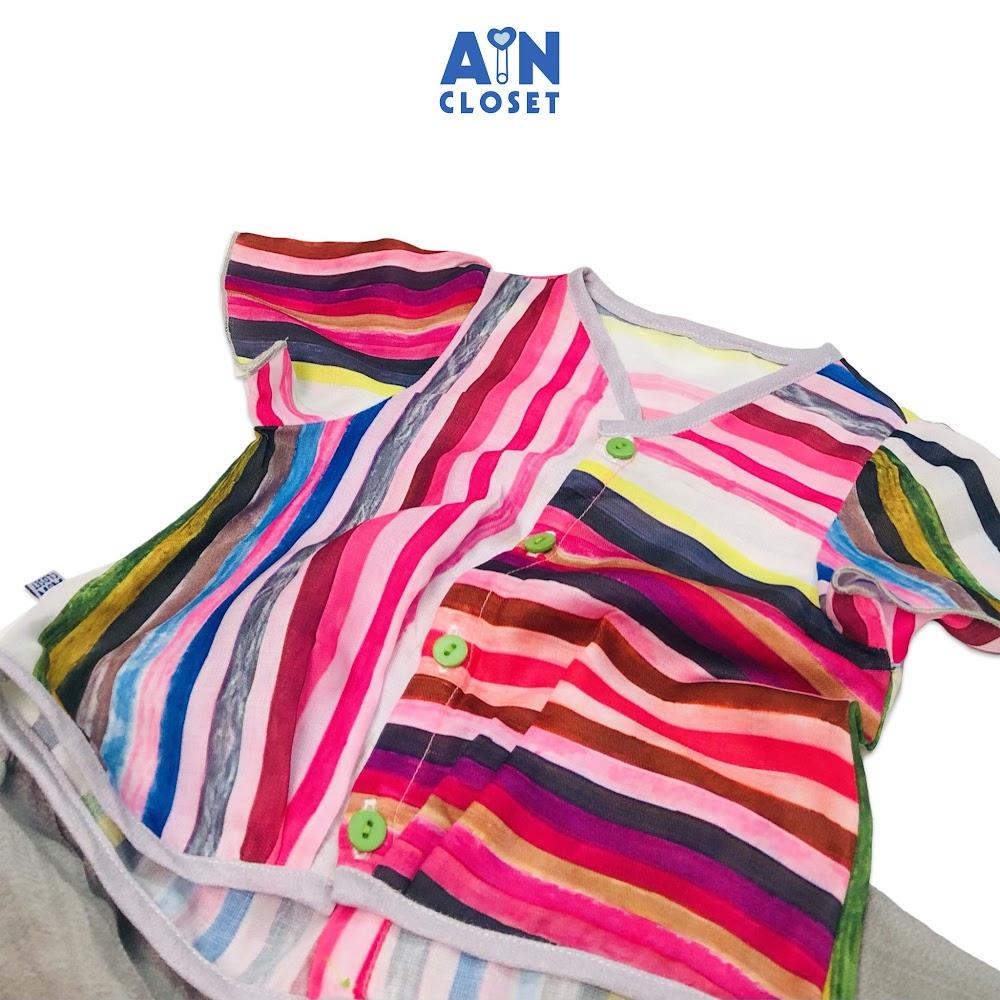 Bộ quần áo lửng bé gái họa tiết Sọc Màu sắc linen - AICDBGIW2MTI - AIN Closet