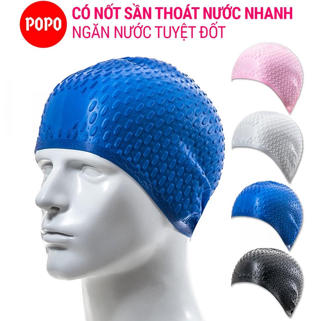 Nón bơi người lớn, nón bơi nam nữ thoát nước chất liệu Silicone cao cấp CA32 POPO ngăn nước tuyệt đối mũ bơi nam, nữ